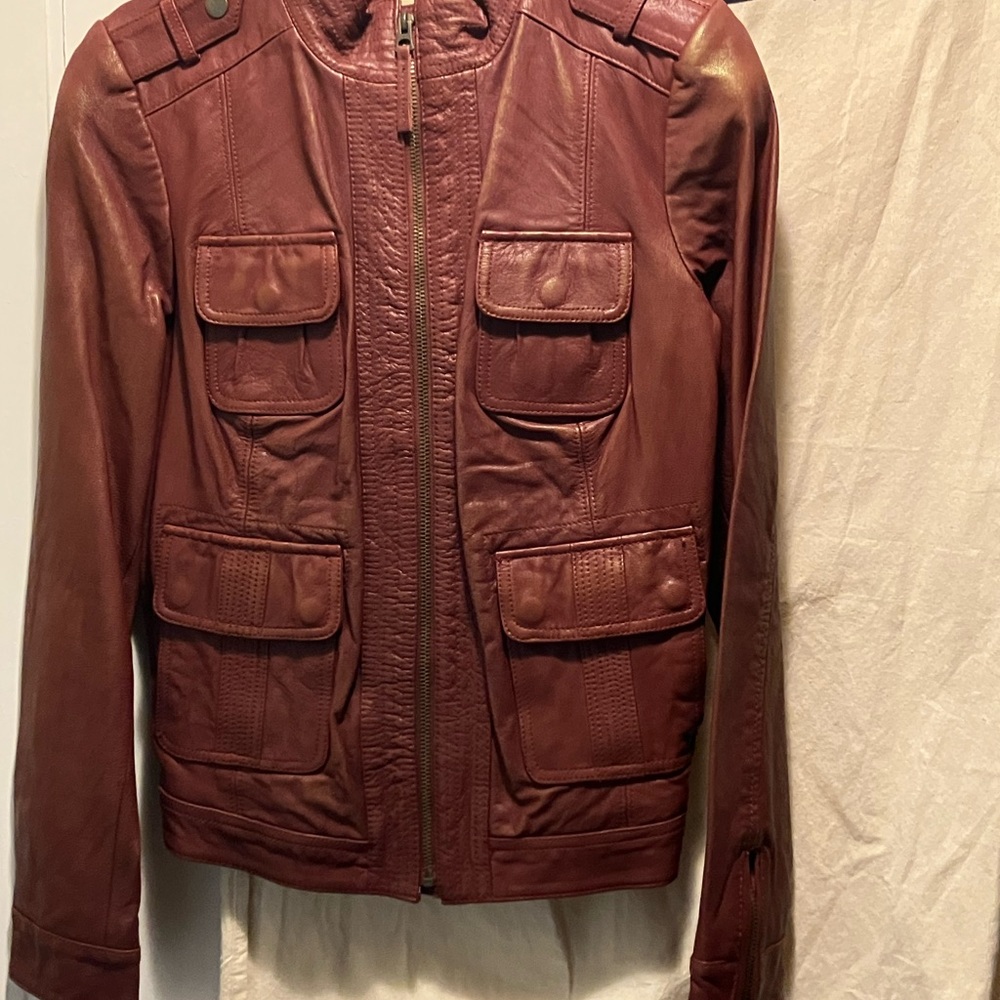 Lucky Brand Burgundy Leather Jacket